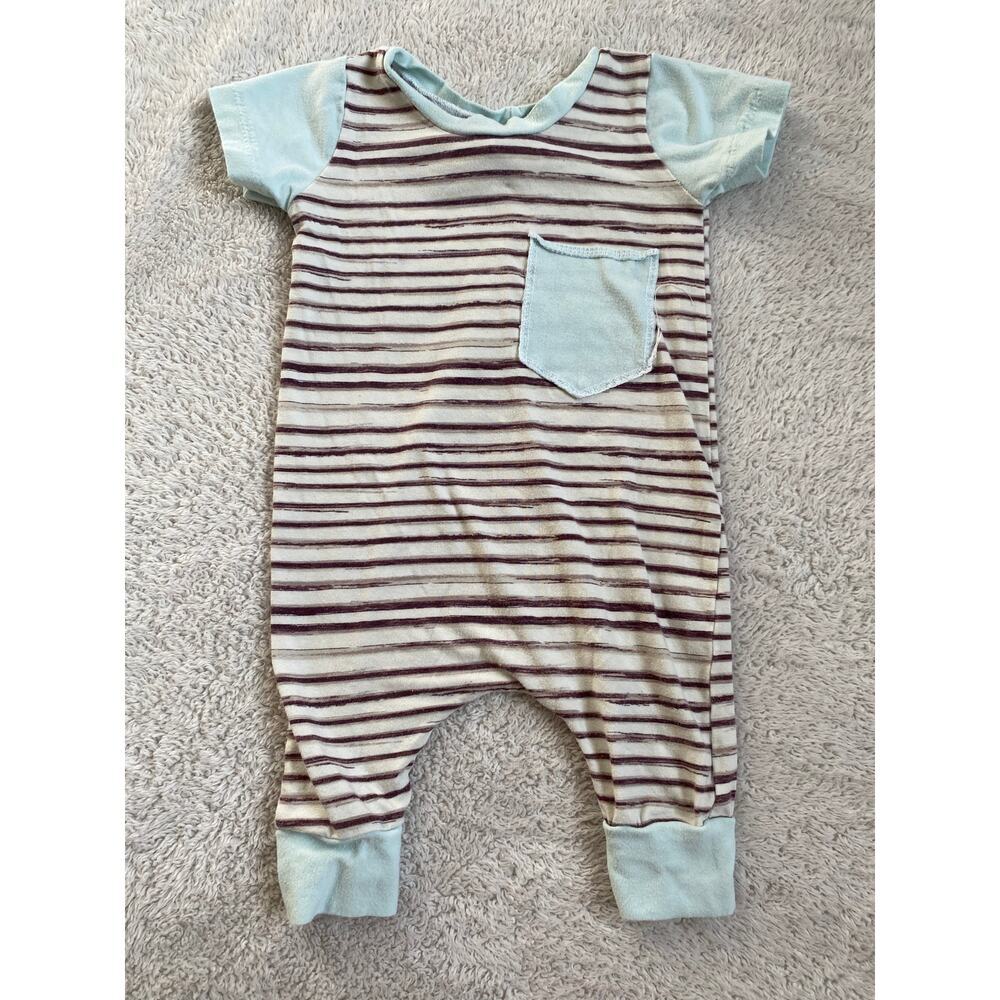 Brooklynn & Grey Striped Boys 3-6m Romper